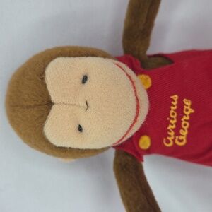 Curious George Monkey 1990s vintage mini plush ape 5" red overalls